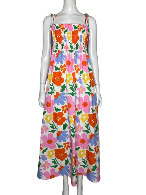 Vestido Tesoro TPS Tiras Flores Blanco - Talla S