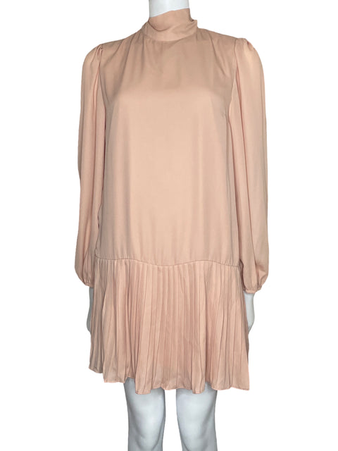 Vestido Tcec Mini Plisado Beige-Talla L