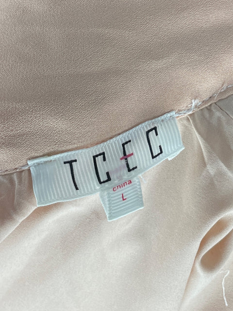 Vestido Tcec Mini Plisado Beige-Talla L