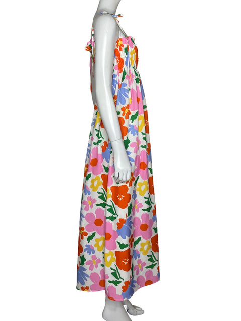 Vestido Tesoro TPS Tiras Flores Blanco - Talla S