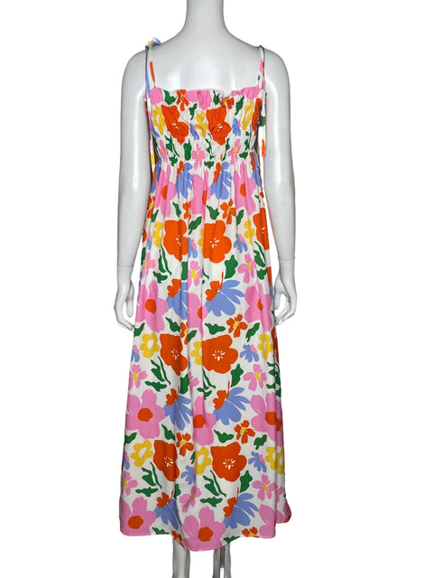 Vestido Tesoro TPS Tiras Flores Blanco - Talla S