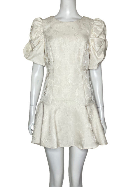 Vestido DO + BE Mini Mangas Puff Blanco - Talla S