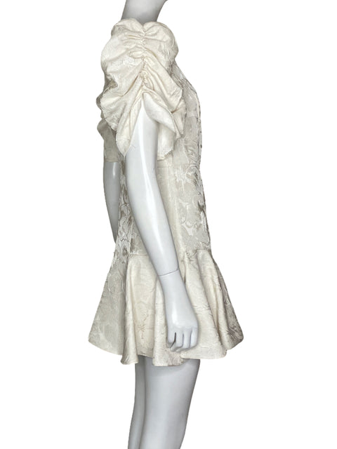 Vestido DO + BE Mini Mangas Puff Blanco - Talla S