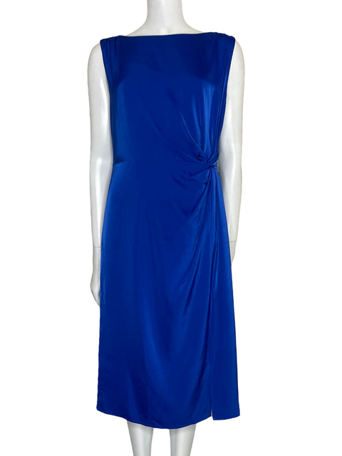 Vestido Motf Midi Drapeado Azul-Talla L
