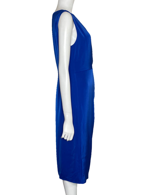 Vestido Motf Midi Drapeado Azul-Talla L