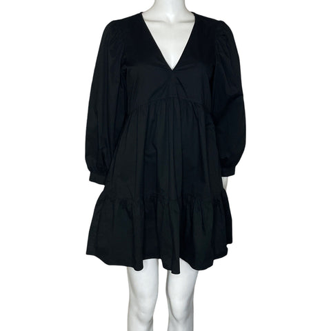 Vestido Zara Manga Larga Escote V Negro-Talla S
