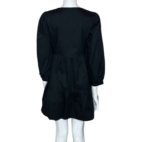 Vestido Zara Manga Larga Escote V Negro-Talla S