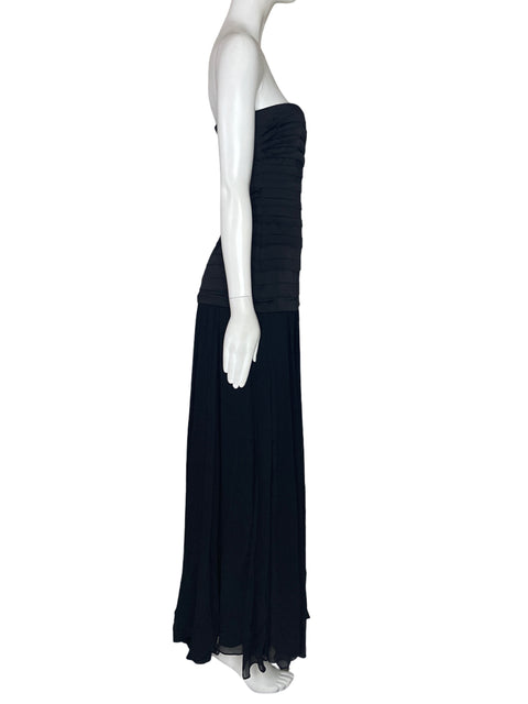 Vestido BCBG Pliegues Strapless Negro-Talla 4