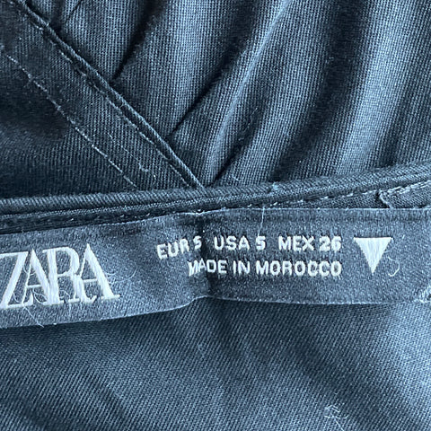 Vestido Zara Manga Larga Escote V Negro-Talla S