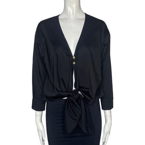 Blusa Renata Lozano Dos Botones Negro-Talla XS
