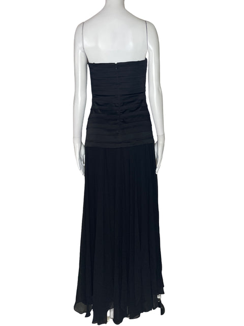 Vestido BCBG Pliegues Strapless Negro-Talla 4