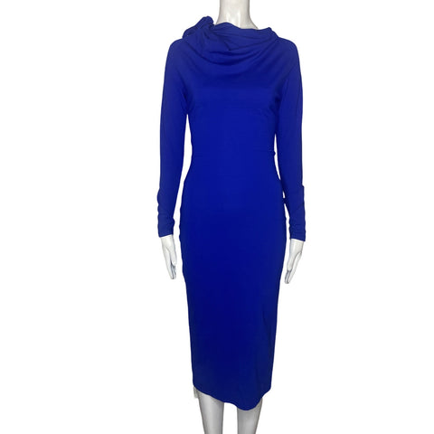 Vestido Gracia Drapeado Cuello Azul-Talla S