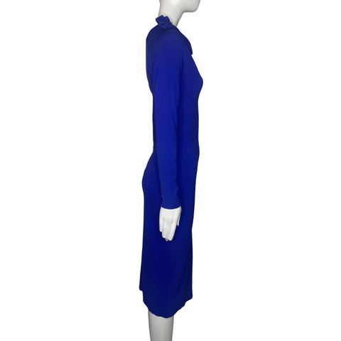 Vestido Gracia Drapeado Cuello Azul-Talla S