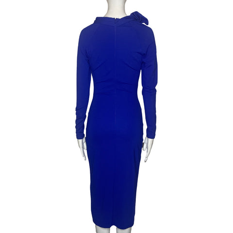 Vestido Gracia Drapeado Cuello Azul-Talla S