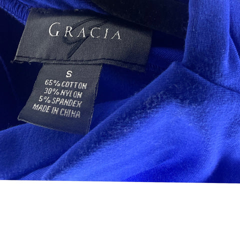 Vestido Gracia Drapeado Cuello Azul-Talla S
