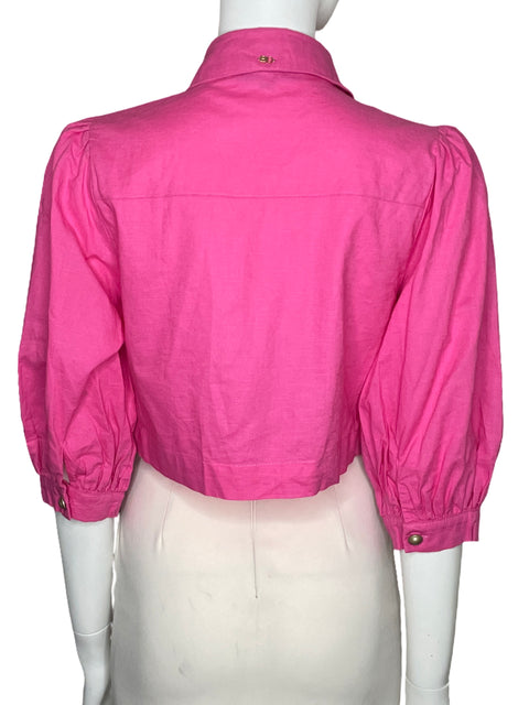 Camisa Bonage Crop Bolsillos Rosado-Talla M