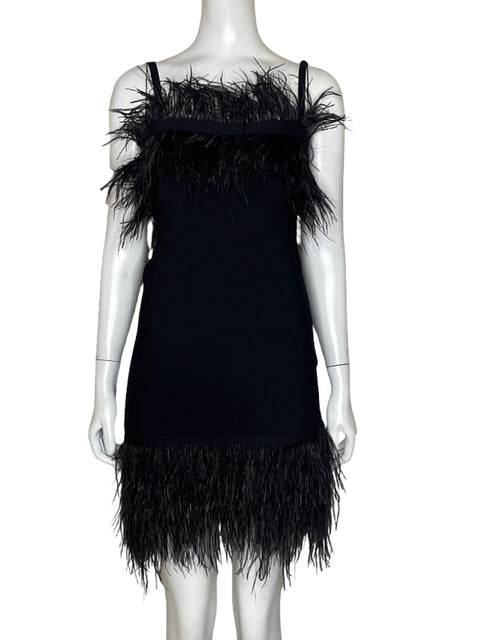 Vestido Staud Plumas Negro - Talla S