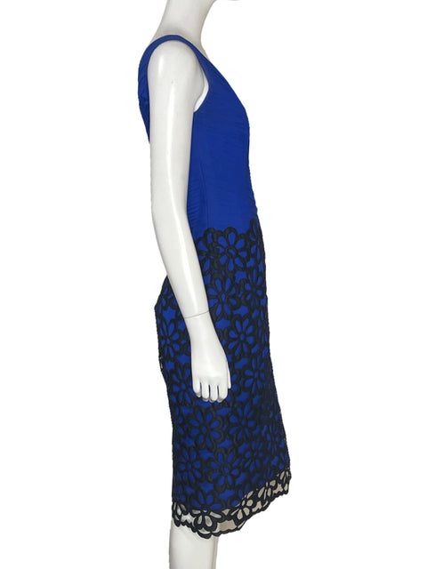 Vestido Jaime Luna Encaje Flores Azul-Talla S