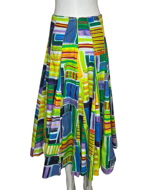 Falda Alexis de Algodón Pliegues Estampado Verde - Talla L