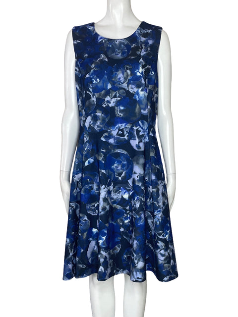 Vestido DKNY Midi Estampado Azul-Talla 10