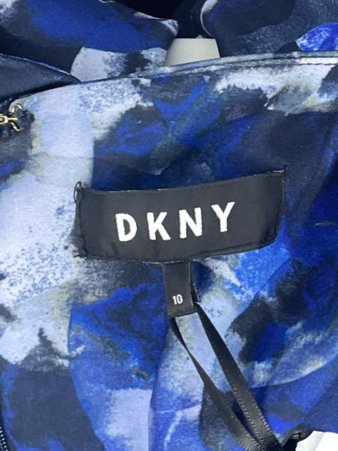 Vestido DKNY Midi Estampado Azul-Talla 10