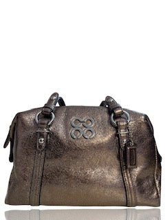 * Cartera Coach Julia Gunmetal/Silver Metallic Mini Satchel