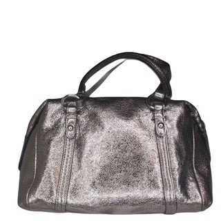 * Cartera Coach Julia Gunmetal/Silver Metallic Mini Satchel