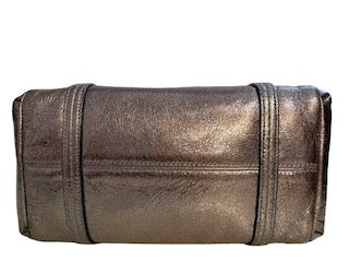 * Cartera Coach Julia Gunmetal/Silver Metallic Mini Satchel