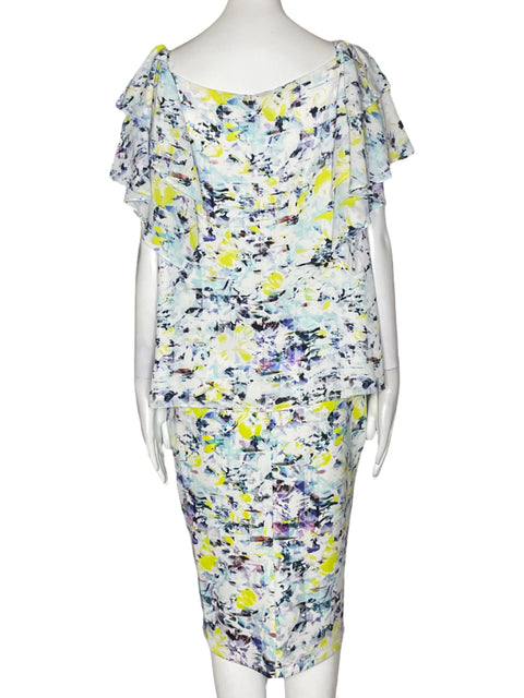 Conjunto Thalia Estampado Ruchas Amarillo - Talla XL