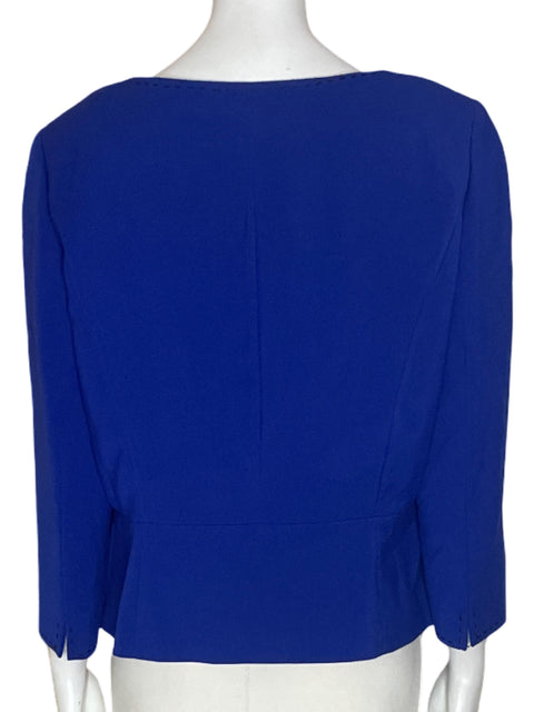 Chaqueta Tahari Liso Bordado Azul - Talla 12