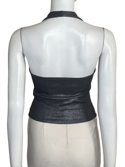 Blusa Zara Halter Brillo Gris - Talla L