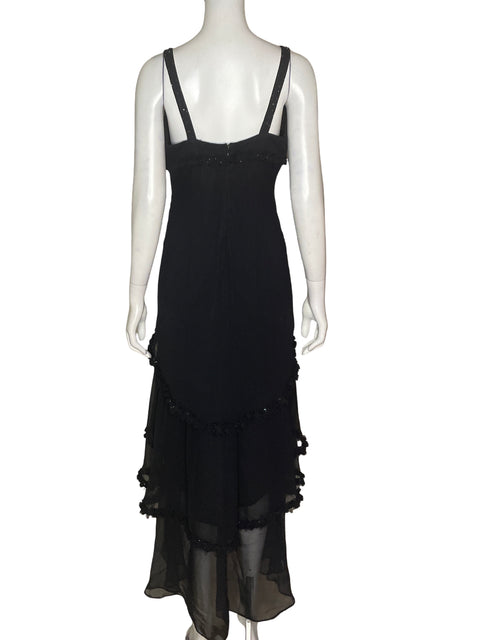 Vestido De Fiesta Js Collections Maxi Brillo Negro - Talla 8