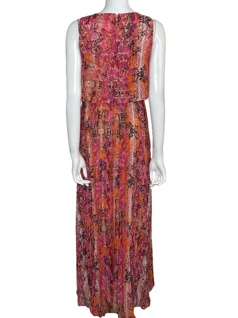 Vestido Calvin Klein Plisado Estampado Rosado - Talla S