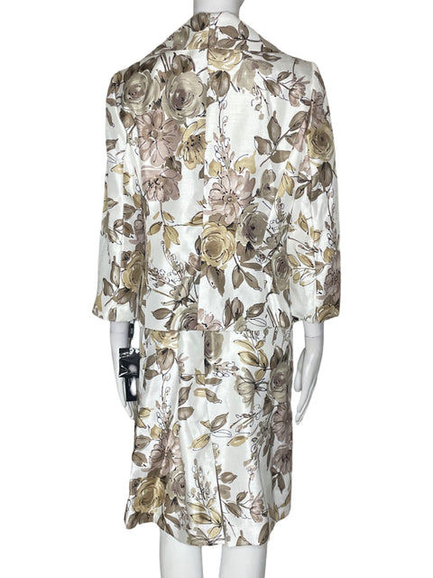 Conjunto Tahari Estampado Blusa/falda Marron - Talla 10