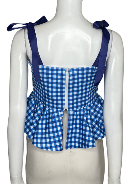 Blusa Infinitamente Cuadros Lazos Azul - Talla L