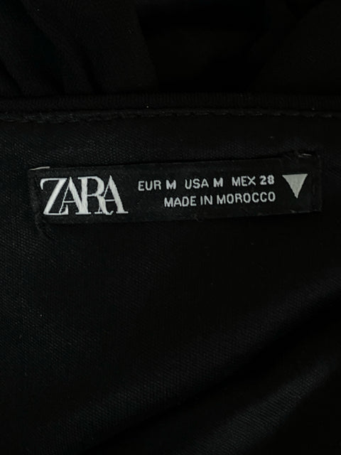 Top Zara Fruncido Tirantes Negro - Talla M