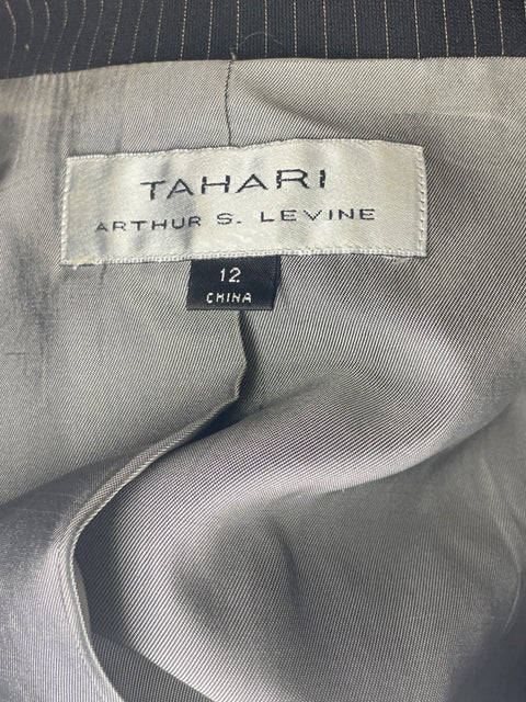 Chaqueta Tahari Rayas Troquelado Negro - Talla 12