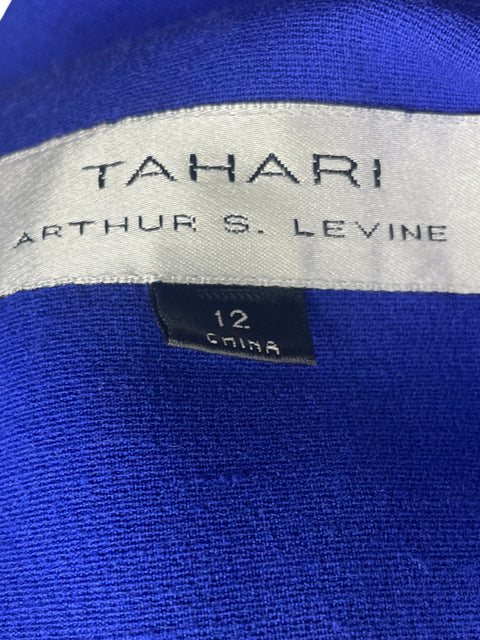 Chaqueta Tahari Liso Bordado Azul - Talla 12
