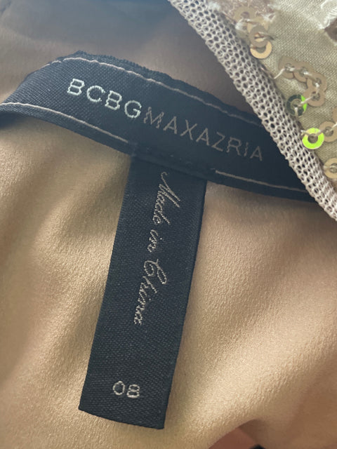 Vestido Bcbg Midi Lentejuelas Dorado - Talla 8