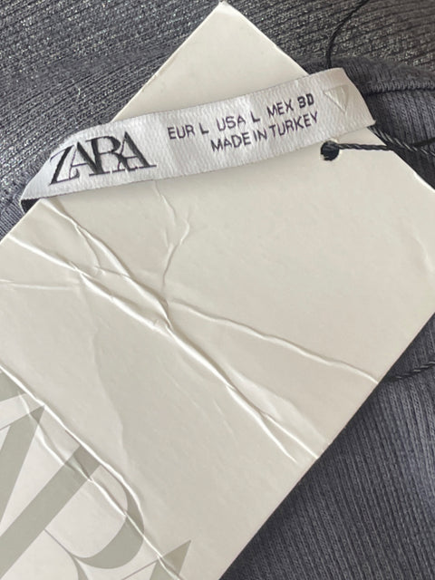 Blusa Zara Halter Brillo Gris - Talla L