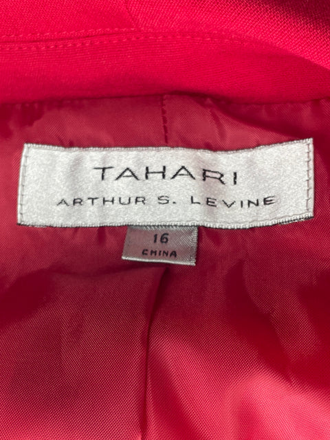 Chaqueta Tahari Liso Botones Rojo - Talla 16