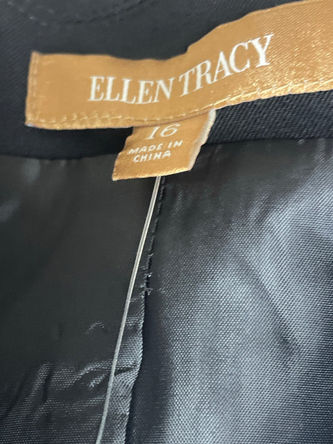Chaqueta Ellen Tracy Recto Bolsillos Negro - Talla 16