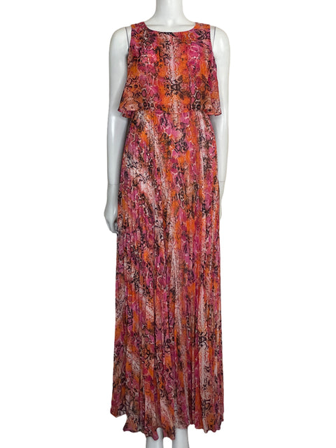 Vestido Calvin Klein Plisado Estampado Rosado - Talla S