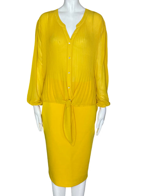 Conjunto Thalia Plisado Falda Amarillo - Talla XL