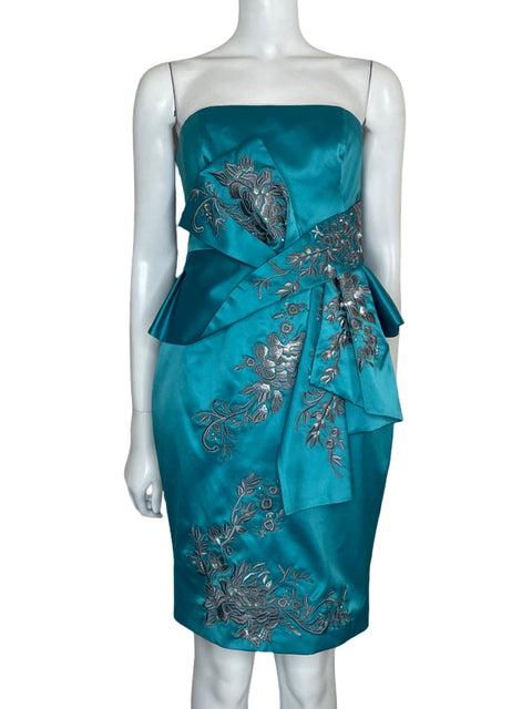 Vestido Karen Millen Mini Strapless Azul - Talla 8