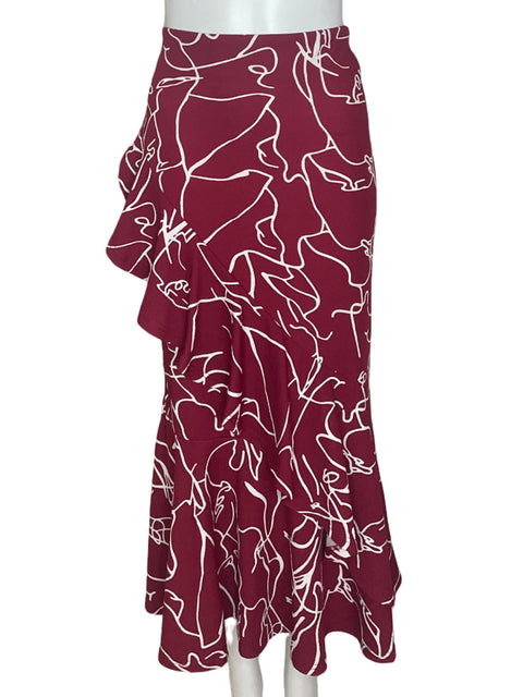 Falda Tesoro Tps Midi Estampado Rojo - Talla M