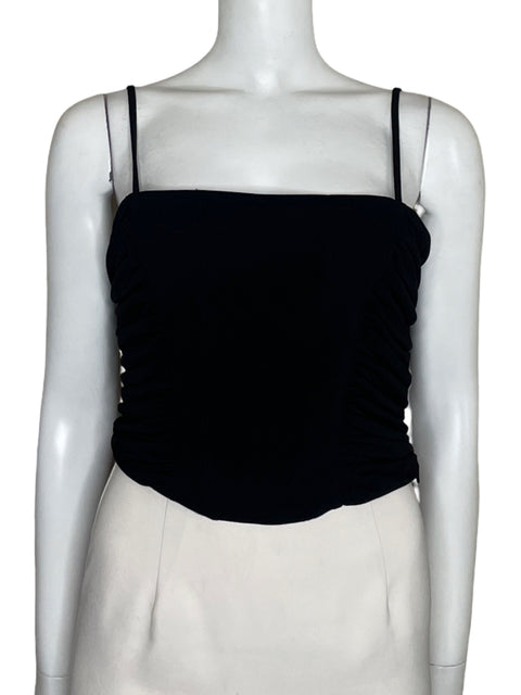Top Zara Fruncido Tirantes Negro - Talla M