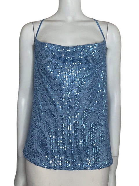 Top Lalavon. Lentejuelas Tirantes Azul - Talla L