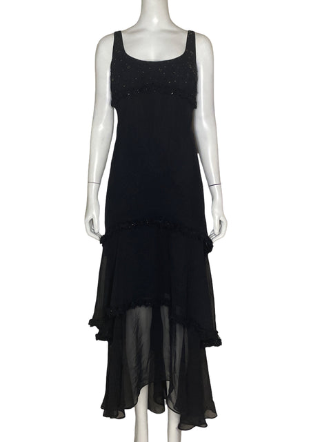 Vestido De Fiesta Js Collections Maxi Brillo Negro - Talla 8
