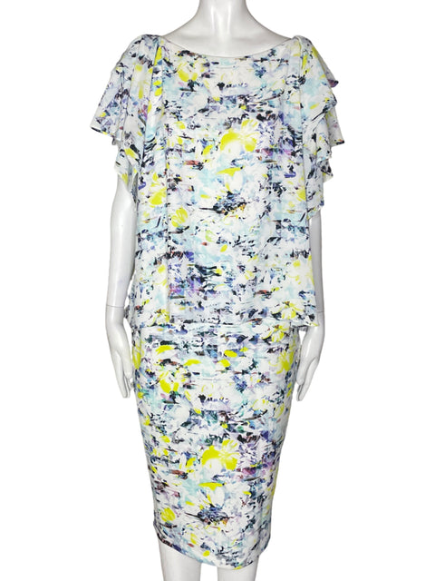 Conjunto Thalia Estampado Ruchas Amarillo - Talla XL